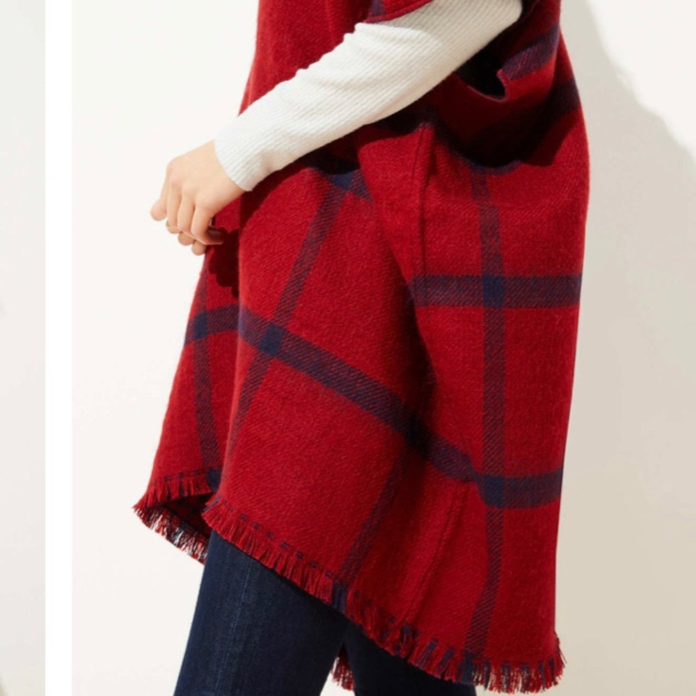 LOFT Reversible Plaid Poncho - XS/S - Picture 2 of 3